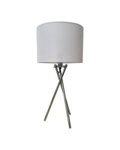 Chrome Tripod Table Lamp with White Linen Shade