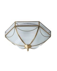 Interiors 1900 - Russell - SN01FL43 - Antique Brass Frosted Glass 3 Light Flush Ceiling Light