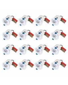 Set of 16 Fire Rated Downlights - White Tilt Fire Rated Recessed Downlights