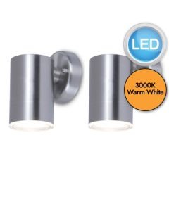 Set of 2 Grange - LED Stainless Steel Clear IP44 Outdoor Wall Washer Lights