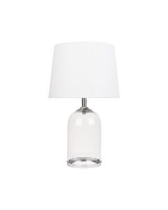 Curved - Clear Glass Cloche Table Lamp With White Shade