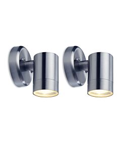 Set of 2 Rado - Stainless Steel Clear Glass IP44 Outdoor Wall Washer Lights