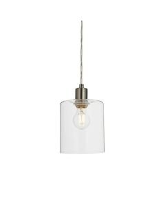 Endon Lighting - Toledo - 90563 - Brushed Nickel Clear Glass Ceiling Pendant Light