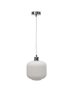 Bento - White Ribbed Glass with Chrome Pendant Fitting