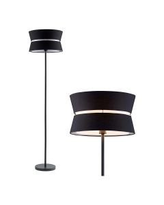 Hayley - Black Floor Lamp with Black Layered Shade