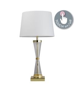 Gold Plated Table Touch Light with White Cotton Fabric Shade