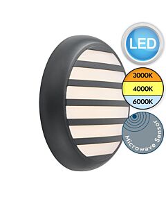 Saxby Lighting - Hero - 95553 & 95541 - LED Anthracite Opal IP65 Microwave Grill Bezel Outdoor Sensor Bulkhead Light