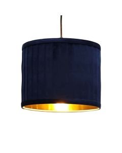 Sundance - Navy Blue Velvet Pleated 25cm Lamp Shade with Gold Inner