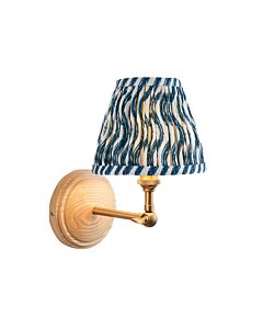 Endon Lighting - Wood Wing & Ripple 16cm - 115838 - Ash Wood Blue Wall Light