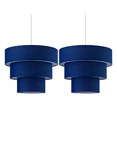 Set of 2 Barty - Navy Blue 38cm Tiered Pendant Shades