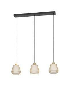 Eglo Lighting - Ciudadela - 900897 - Black Brushed Brass White 3 Light Bar Ceiling Pendant Light