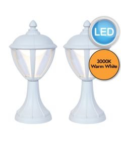 Set of 2 Unite - 9W LED White Clear IP44 Outdoor Post Lights