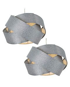 Set of 2 Twist - Silver Shimmer Linen Layered Pendant Shades