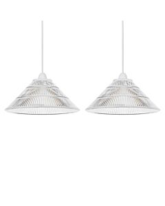 Set of 2 Barnes - Clear 25cm Fluted Glass Pendant Shades