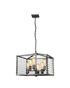 Elstead Lighting - Louvre - LOUVRE-6P - Gunmetal Clear Glass 6 Light Ceiling Pendant Light