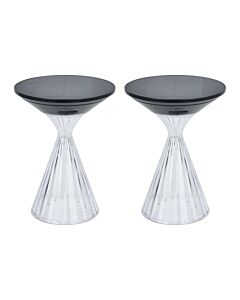 Set of 2 Miyi - LED Black Clear IP54 Solar Outdoor Portable Lamps