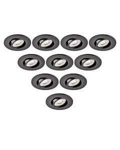 Saxby Lighting - Set of 10 Saxby ShieldONE 75 - 113313 & 113320 - Black Nickel Tilt Recessed Fire Rated Ceiling Downlights