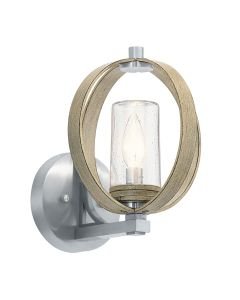 Kichler Lighting - Grand Bank - KL-GRAND-BANK1-DAG - Distressed Grey Clear Seeded Glass IP44 Outdoor Wall Light
