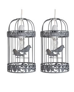 Pair of Grey Birdcage Easy Fit Light Shades