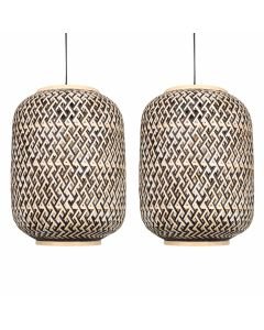 Set of 2 Tonia - Mixed Bamboo Weaved Pendant Lightshades