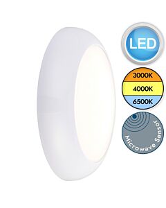 Saxby Lighting - Forca - 77904 & 77898 - LED White Opal IP65 Microwave 18w CCT Plain Bezel Outdoor Sensor Bulkhead Light