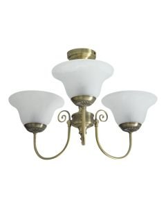 York - Antique Brass 3 Light Fitting with Alabaster Shade