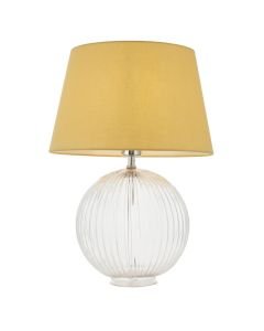 Endon Lighting - Jemma - 92889 - Clear Ribbed Glass Yellow Table Lamp With Shade