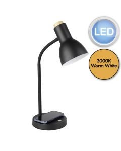 Eglo Lighting - Veradal-Qi - 900628 - LED Black Wood Touch Task Table Lamp