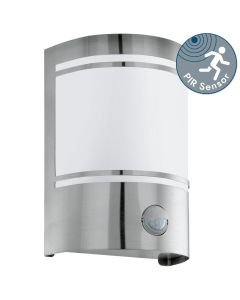 Eglo Lighting - Cerno - 30192 - Stainless Steel White Glass IP44 Outdoor Sensor Wall Light