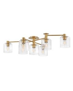 Quintiesse - Axel - QN-AXEL7-HB - Heritage Brass Clear Glass 7 Light Flush Ceiling Light