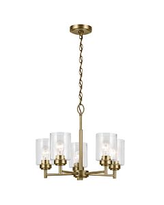 Kichler Lighting - Winslow - KL-WINSLOW5-NBR - Natural Brass Clear Seeded Glass 5 Light Ceiling Pendant Light