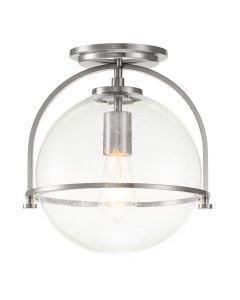 Quintiesse - Somerset - QN-SOMERSET-F-C-BN - Brushed Nickel Clear Seeded Glass Flush Ceiling Light