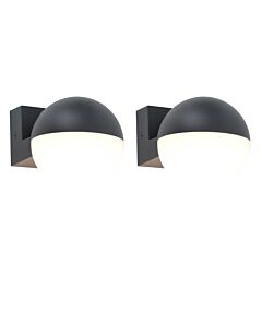 Set of 2 Looma - LED Dark Grey Opal IP54 Outdoor Wall Washer Lights