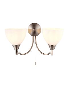 Endon Lighting - Alton - 1805-2SC - Chrome Opal Glass 2 Light Pull Cord Wall Light