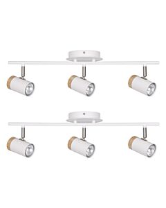Set of 2 Stratton - White with Wood Detail Three Way Spotlights