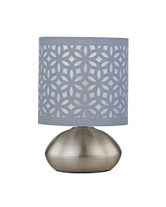 Jenson - Brushed Chrome Touch Table Lamp with Grey Laser Cut Shade