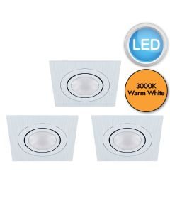 Eglo Lighting - Set of 3 Areitio - 98637 - LED Brushed Aluminium Recessed Ceiling Downlights