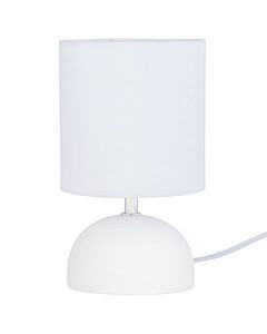 White Ribbed Ceramic 24cm Lamp with Fabric Shade