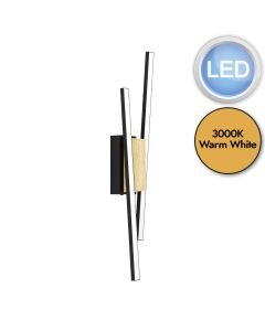 Eglo Lighting - Panagria - 900491 - LED Black Natural Wood White 2 Light Wall Light