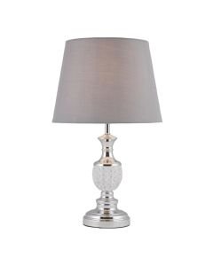 Moulded Glass Detail Table Lamp with Grey Shade