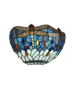 Interiors 1900 - Dragonfly - 64102 - Black Tiffany Glass Wall Washer Light