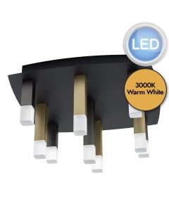 Eglo Lighting - Estanterios - 39905 - LED Black Brown White 9 Light Flush Ceiling Light