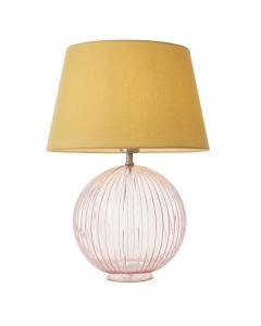 Endon Lighting - Jemma - 92898 - Dusky Pink Glass Yellow Table Lamp With Shade