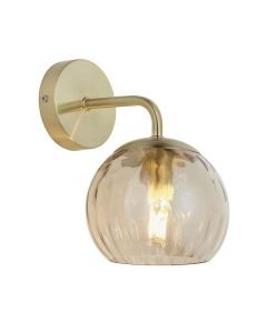 Endon Lighting - Dimple - 91970 - Satin Brass Clear Champagne Glass Wall Light