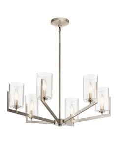 Quintiesse - Nye - QN-NYE6-CLP - Pewter Clear Glass 6 Light Ceiling Pendant Light