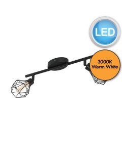 Eglo Lighting - Zapata 1 - 32766 - LED Black Amber Glass 2 Light Ceiling Spotlight