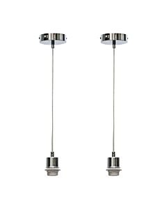 Set of 2 Carss - Polished Chrome Ceiling Pendant Suspension Kits for Easy Fit Shades