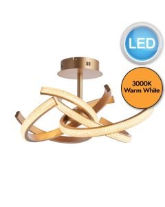 Endon Lighting - Lorenzo - 97617 - LED Gold Clear 4 Light Flush Ceiling Light
