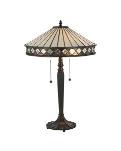 Interiors 1900 - Fargo - 70935 - Dark Bronze Tiffany Glass 2 Light Table Lamp