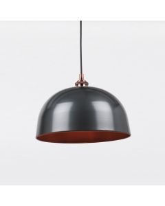 Industrial Nickel with Copper Detail Dome Pendant